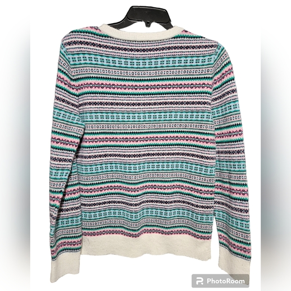 Talbots Fair Isle Crew Neck Pink/Green Wool Blend Sweater Sz M - Picture 5 of 5